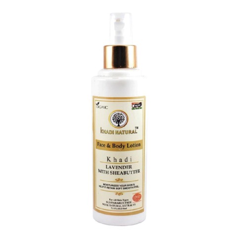 Khadi Natural Lavender with Sheabutter Face and Body Lotion,  for All Skin Types  210 ml 