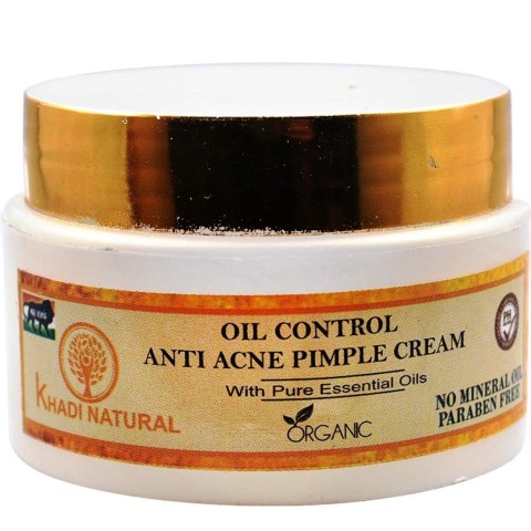 Khadi Natural Oil Control Anti Acne Pimple Cream,  50 g  for All Skin Types 