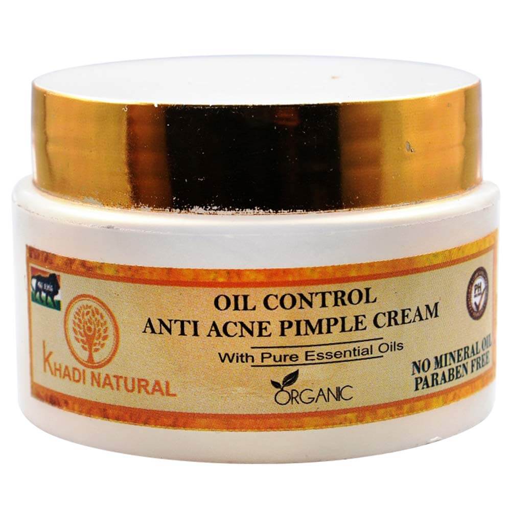 Khadi Natural Oil Control Anti Acne Pimple Cream,  50 g  for All Skin Types 