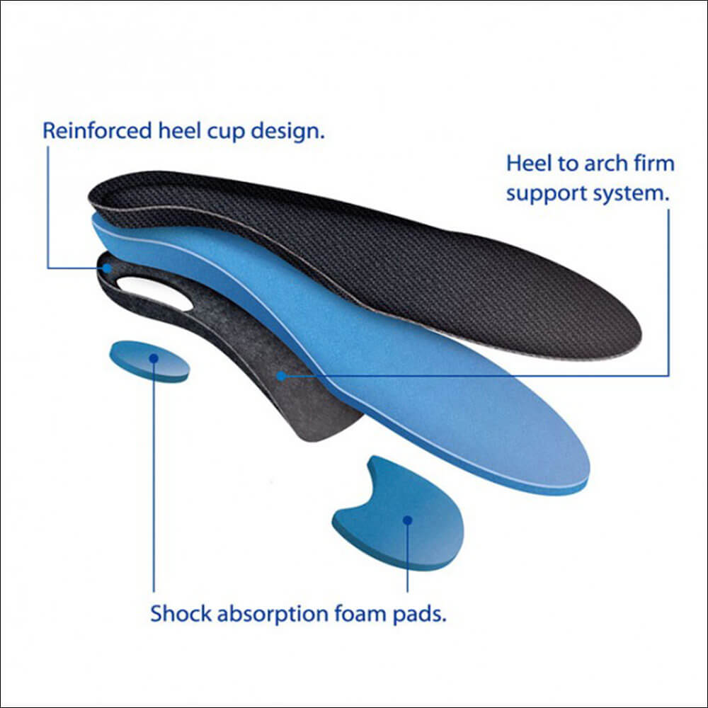 2 - LP Support 307 Arch Orthotic Insoles,  Black & Blue  Large 