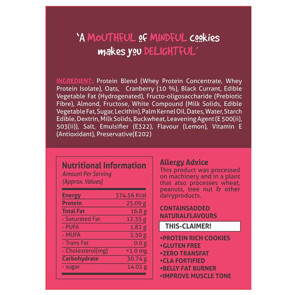 nutritionalfact - Eat Anytime Protein Cookies Gluten Free,  160 g  Cranberry 