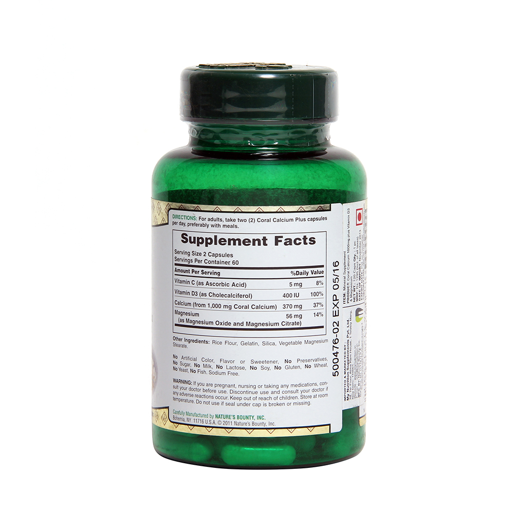 Nature's Bounty Coral Calcium Plus Vitamin D3 & Magnesium, 120 capsules