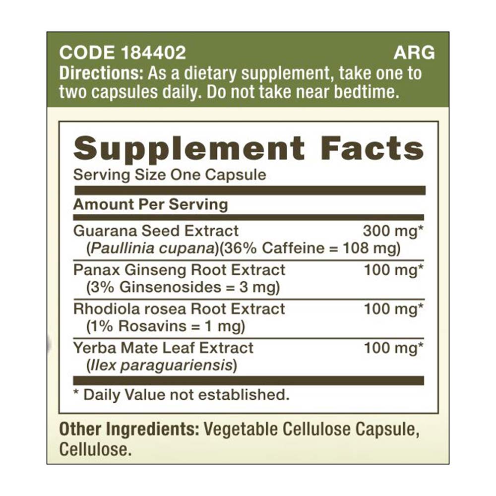 Supplement - GNC Herbal Plus Energy Formula,  100 capsules 