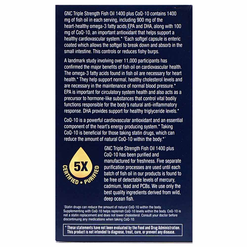 GNC Triple Strength Fish Oil with CoQ10, 60 softgels at Best Price in