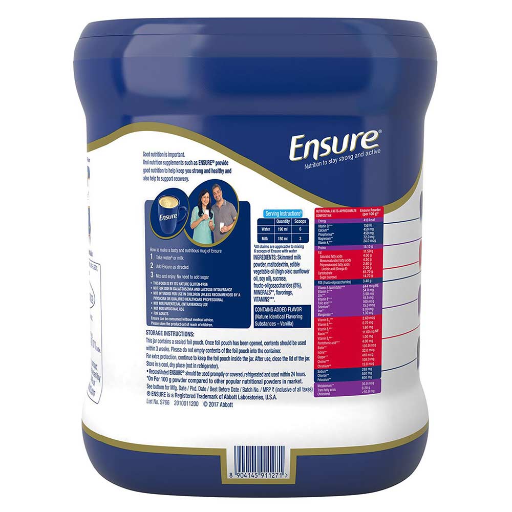 Back - Ensure Diabetes Care Adult Nutrition,  0.4 kg  Vanilla 