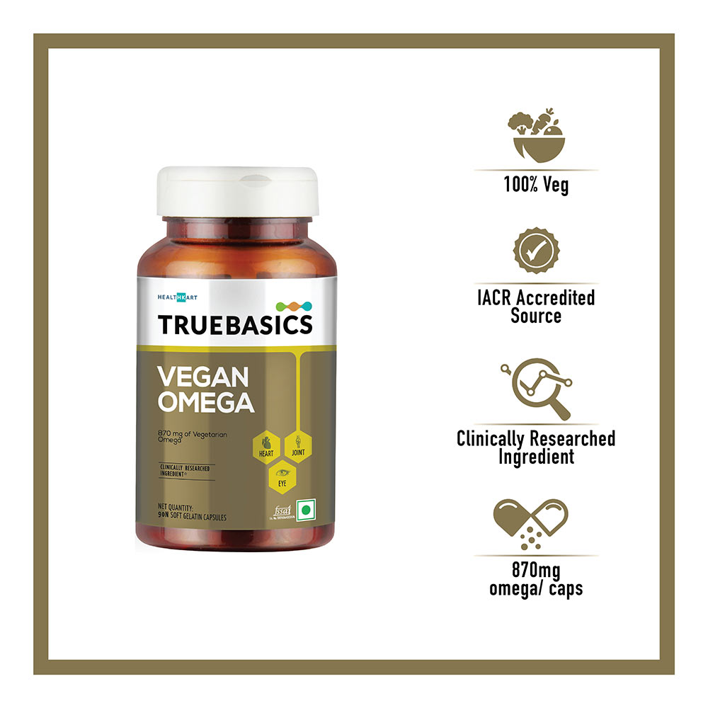 3 - TrueBasics Vegan Omega 870mg of Vegetarian Omega Fatty Acids OP,  90 softgels 