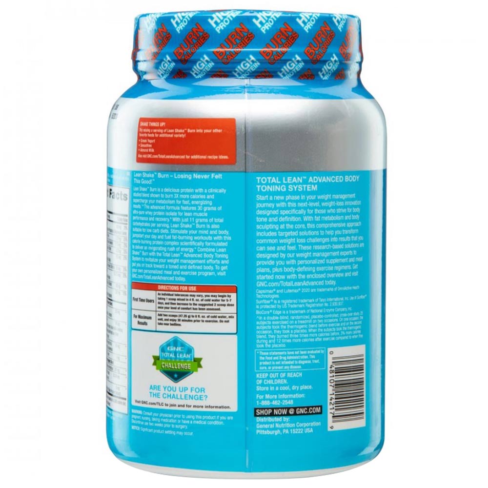 2 - GNC Lean Shake Burn,  1.67 lb  Chocolate Fudge 