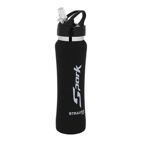 1 - Strauss Spark Stainless Steel Bottle,  Rubber Finish Black  750 ml 