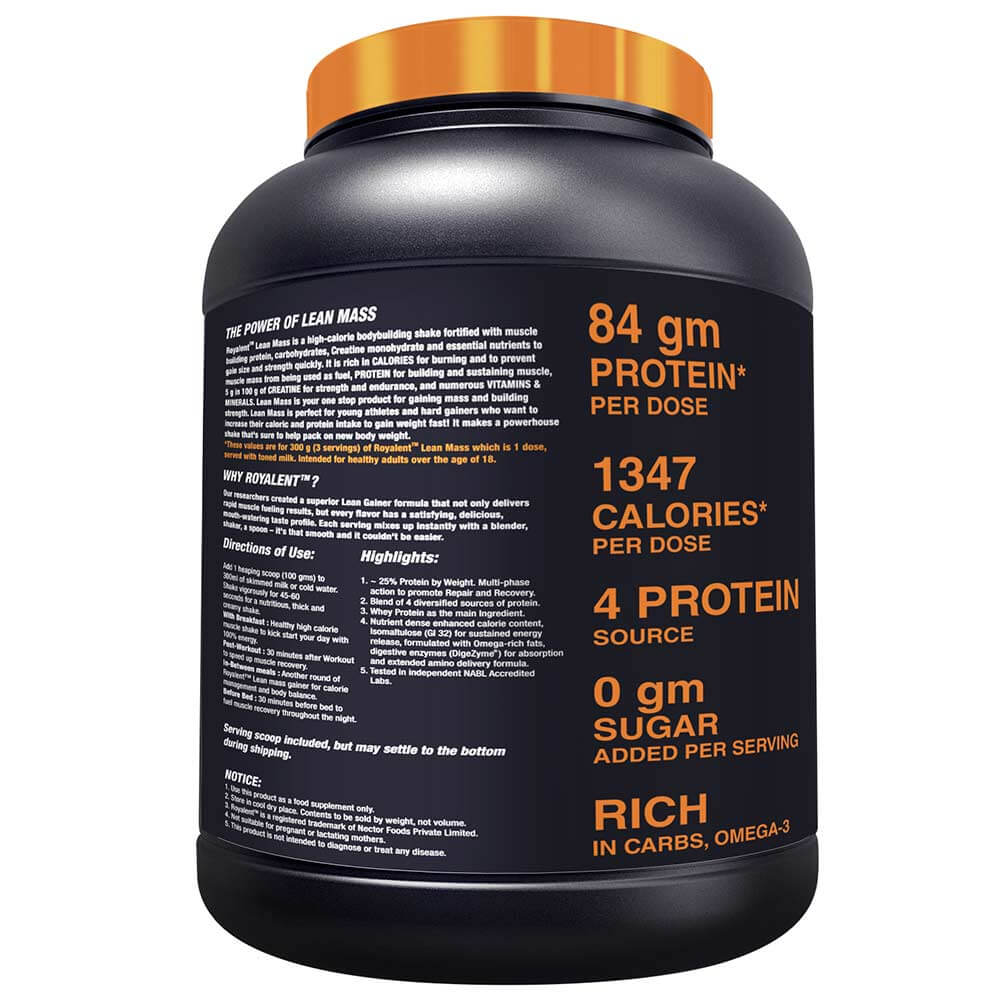 highlights - Royalent Lean Mass Gainer,  2.2 lb  Coffee 