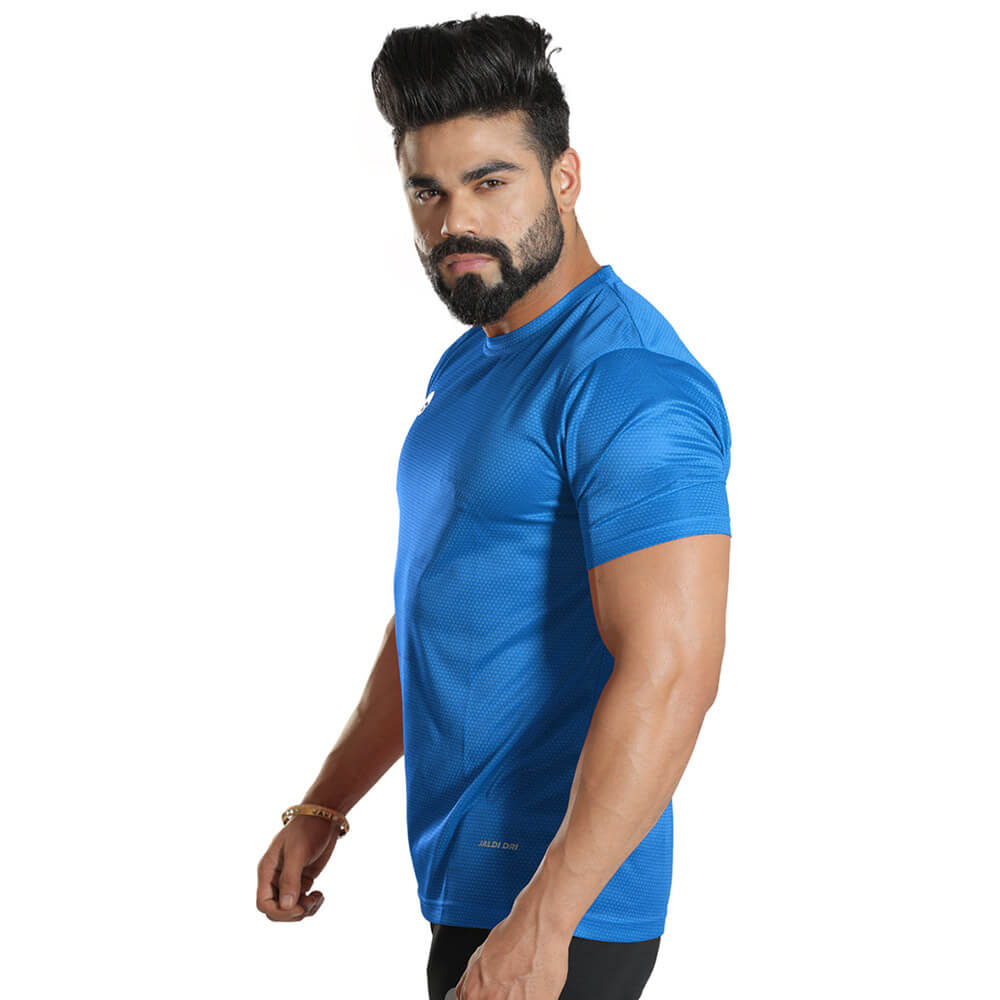 3 - Omtex Gym Polyester T Shirt TS1801,  Sky Blue  XL 