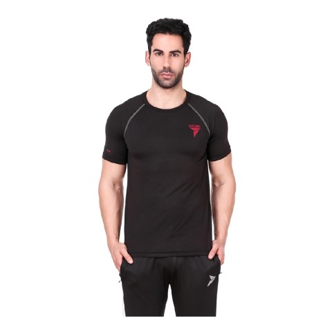 1 - Fitinc Round Neck Gym T Shirt,  Black  Small 