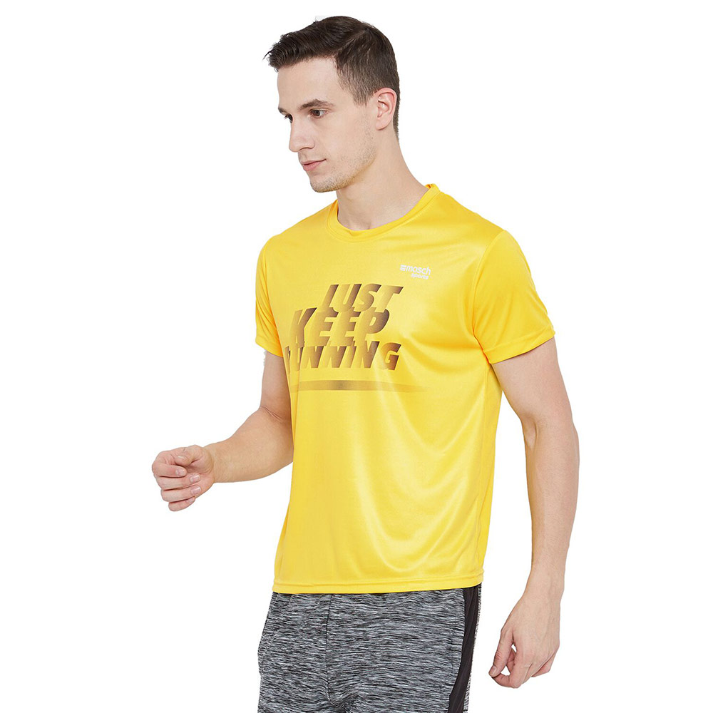 2 - Masch Mens Just Keep Running T Shirt,  Yellow  XL 