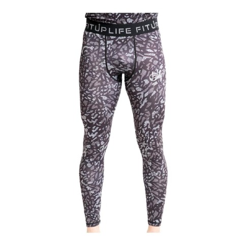 3 - Fitup Life Geometric Print Men Tights Compression,  Multicolor  Small 