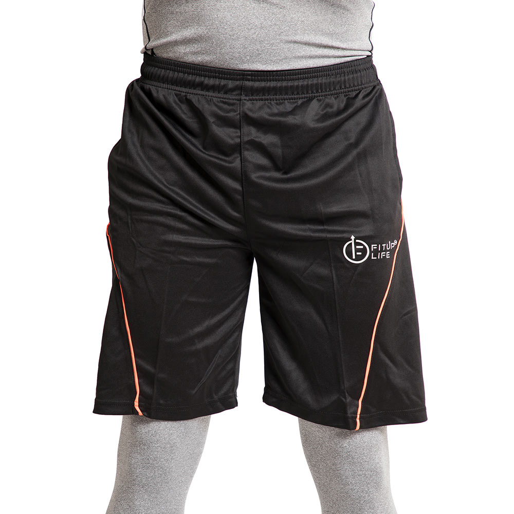 4 - Fitup Life Solid Men Shorts,  XL  Black with Orange 