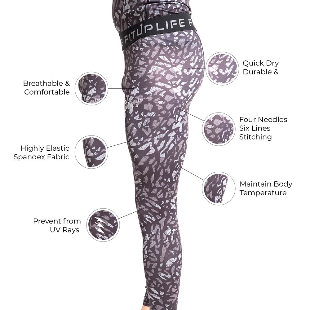 2 - Fitup Life Geometric Print Men Tights Compression,  Multicolor  Small 
