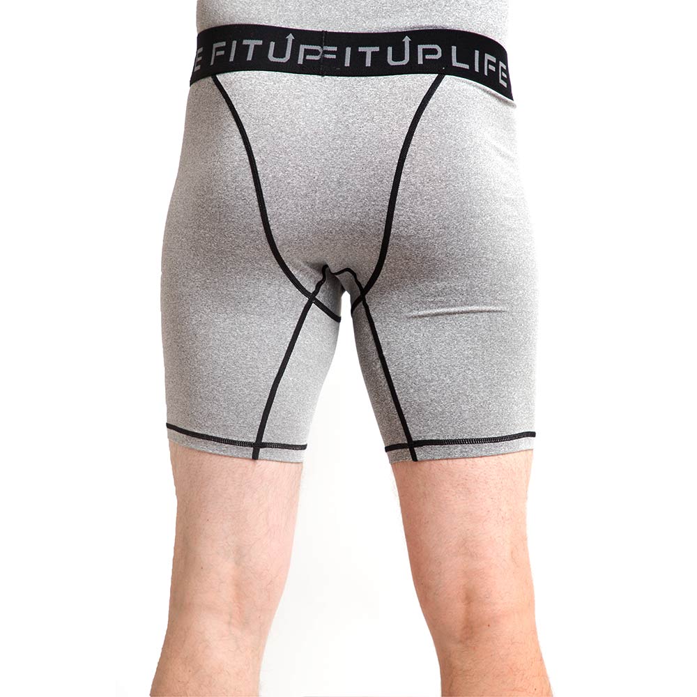 3 - Fitup Life Solid Men Compression Gym Shorts,  Medium  Grey 