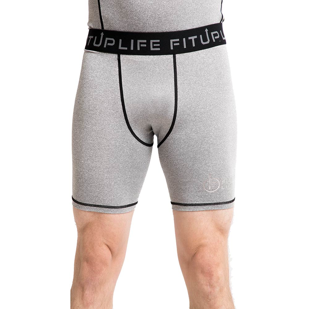 2 - Fitup Life Solid Men Compression Gym Shorts,  Medium  Grey 