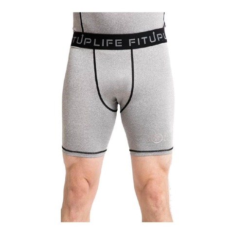 3 - Fitup Life Solid Men Compression Gym Shorts,  XL  Grey 