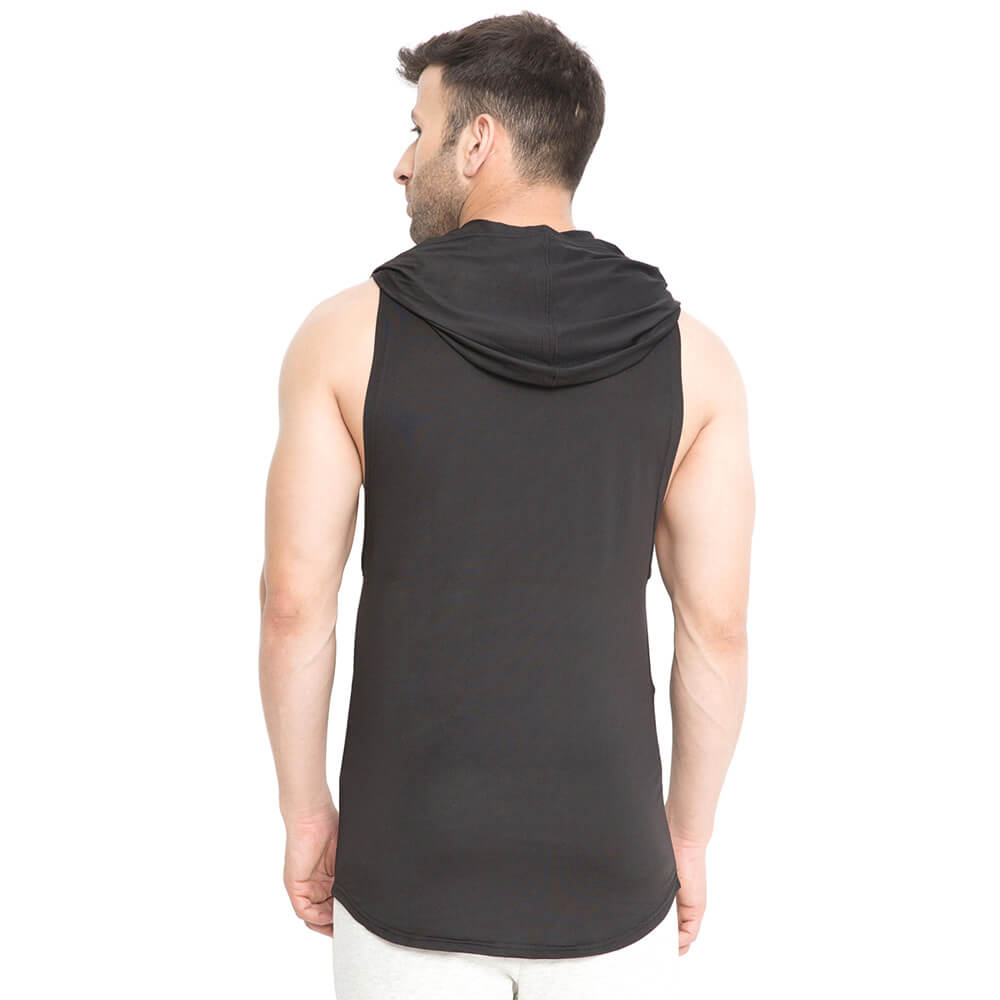 4 - Aesthetic Bodies Men's Drop Arm Sleeveless Hoodie,  Black  Large 
