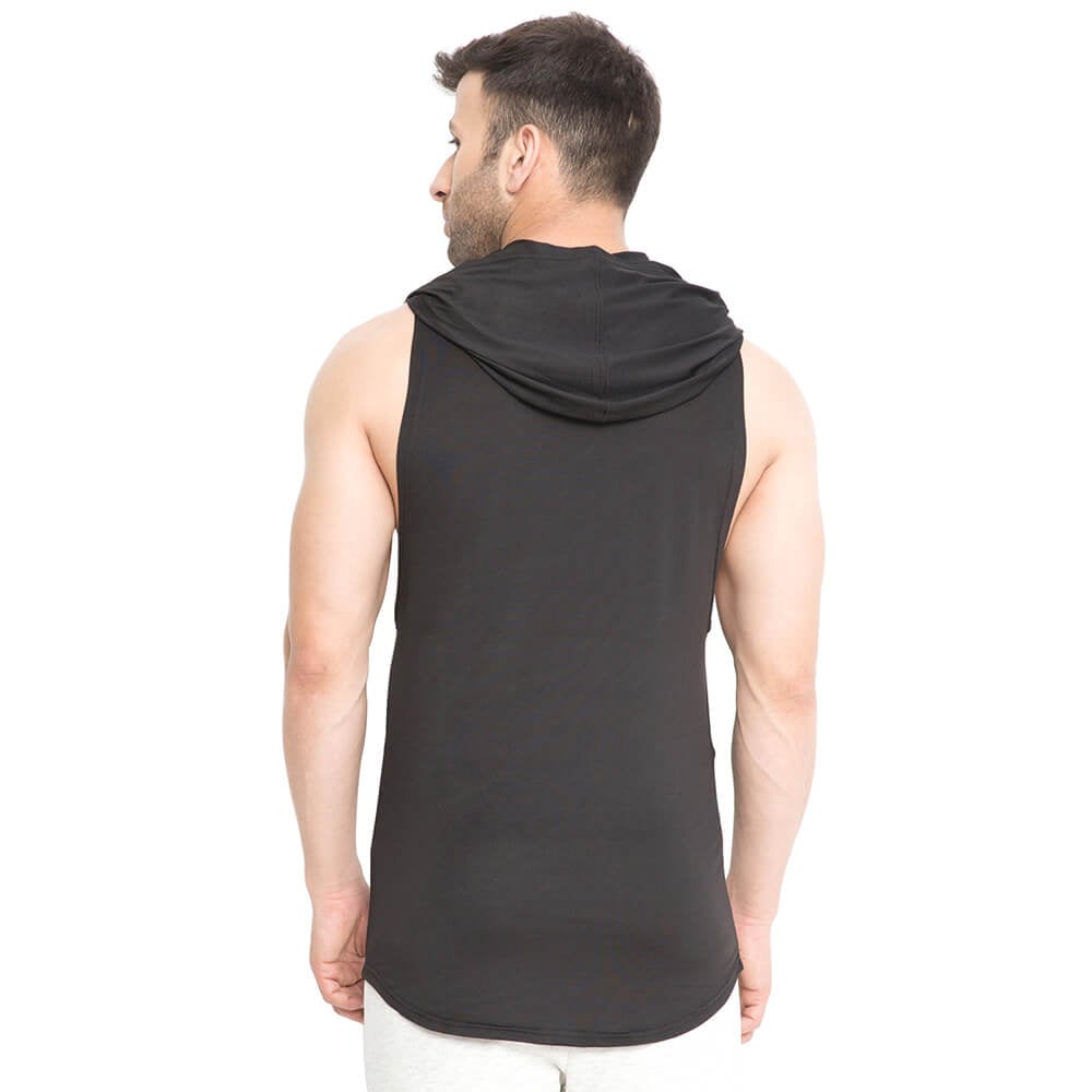 4 - Aesthetic Bodies Men's Drop Arm Sleeveless Hoodie,  Black  XS 