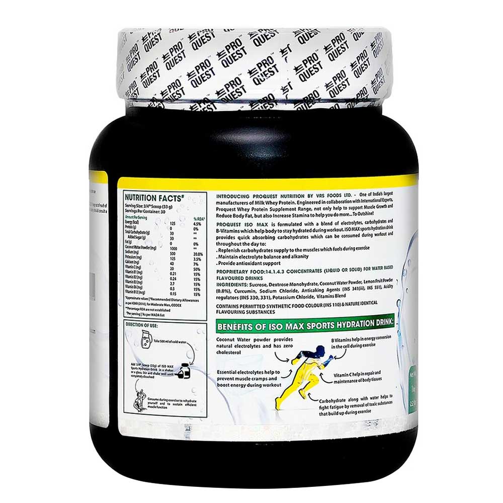 SupplementInfo - Proquest Iso Max Sports Hydration Drink,  2.2 lb  Citrus Lemon 