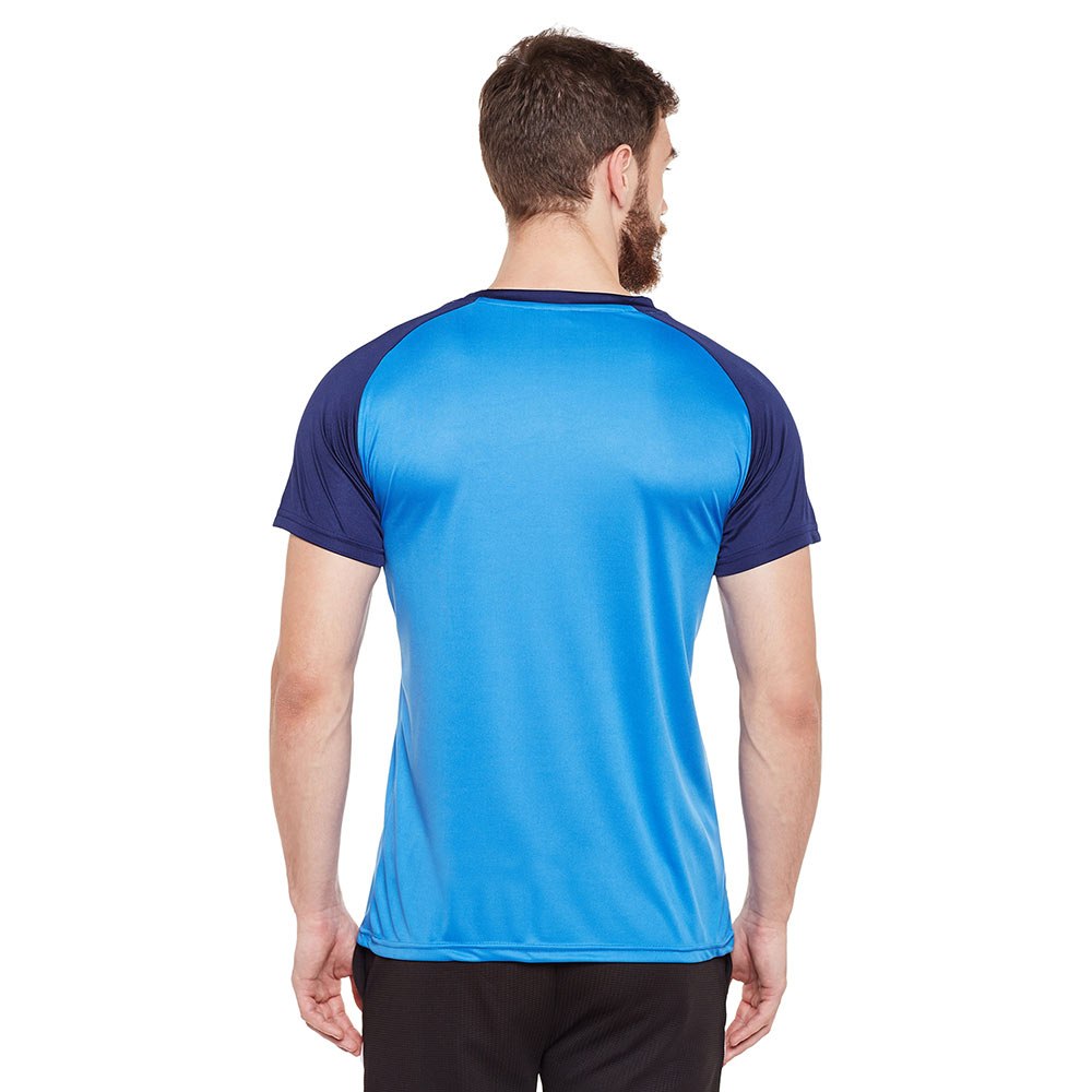 1 - Masch Mens Regular Fit Polyester Active T Shirt (MSTS1017 RHSCS IB),  India Blue and Navy Blue  Large 