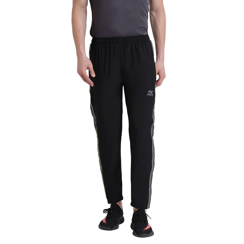 1 - Masch Mens Regular Fit Polyester Track Pants (MSTP 1218 CS SP2PIP BGNEON),  Black  Small 