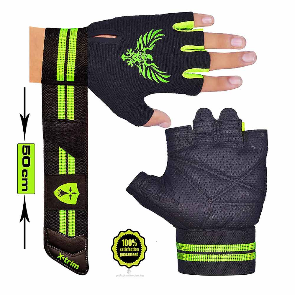2 - Xtrim Wrist Warp Gym Gloves,  Black  XXL 