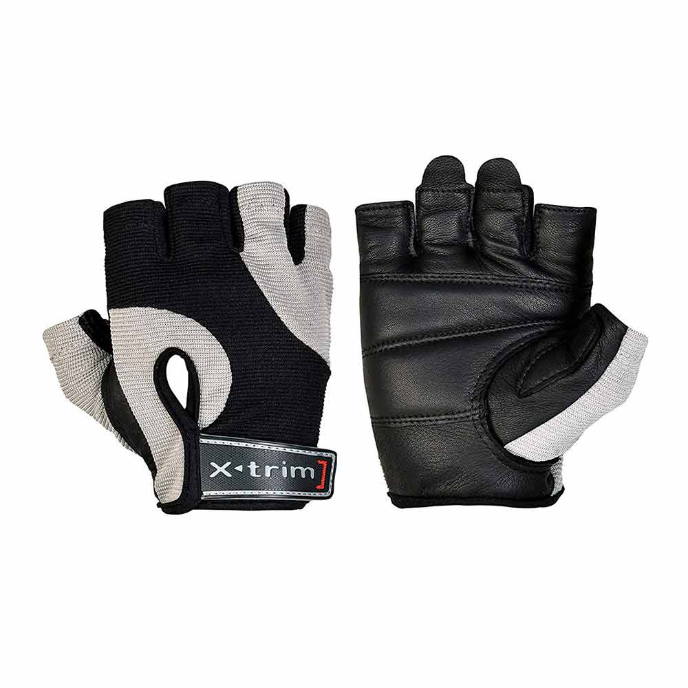 2 - Xtrim Endura Washable Leather Weight Lifting Gloves for Men,  Black & Grey  XL 