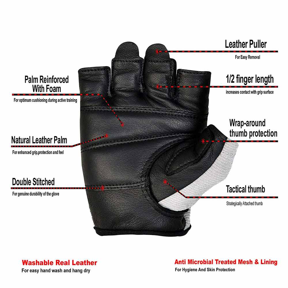 2 - Xtrim Endura Washable Leather Weight Lifting Gloves for Men,  Black & Grey  XXL 