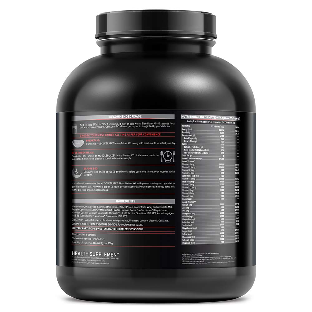 NSupplementInfo - MuscleBlaze Mass Gainer XXL,  6.6 lb  Cookies & Cream 
