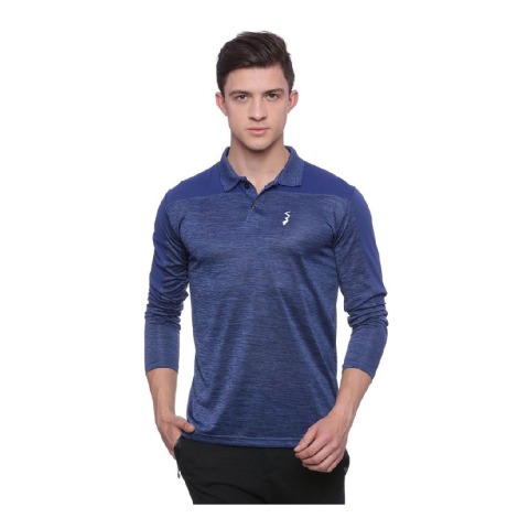 1 - Campus Sutra Solid Men Polo Neck T Shirt, Navy Blue Medium
