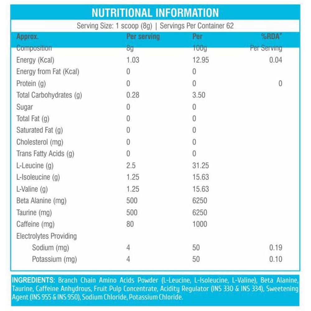 supplement - HealthXP Premium Series Energy BCAA,  1.1 lb  Green Apple 