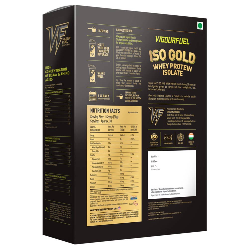 supplementinfo - Vigour Fuel Iso Gold Whey Protein Isolate,  2 lb  Strawberry 