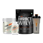 Fuel One Impact Whey Protein 1kg Chocolate & Creatine Monohydrate 100g & Daily Multivitamin 30 Tabs & Shaker Combo