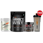 Fuel One Impact Whey Protein 1kg Chocolate & Creatine Monohydrate 100g & Dead-Lift Pre Workout 100g Combo
