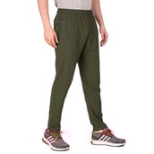 1 - Fitinc N S Polycotton Dryfit Casual Trackpant with Both Side Safety Zipper Pocket,  Mud Green  Large 