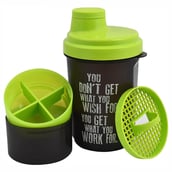 1 - Greenbee Protein Shaker, Green & Black (Zest) 500 ml