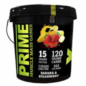 Front - Big Flex Prime Muscle Mass Gainer,  13.2 lb  Banana & Strawberry + Bigflex Shaker 700 ml Free 