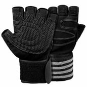 Fitsy Weight Lifting Gloves with Wrist Support Strap,  White  Medium 