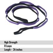 Fitsy Yoga Stretch Strap,  Black and Blue  78 inches 