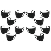 1 - Ajeraa Unisex Adjustable Anti Dust Anti Pollution Reusable Washable Face Mouth Mask,  Black (Pack of 12) 