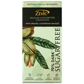 Zevic Dark Sugar Free Belgian Couverture Chocolate, 1 Piece(s)/Pack with 70% Dark Organic Californian Walnuts