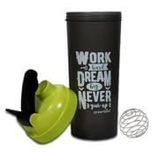 2 - Greenbee Work Dream Never Protein Shaker,  Black with Green Cap  700 ml 