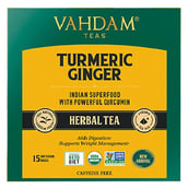 VAHDAM Turmeric Ginger Herbal Tea Tisane,  Natural  15 Piece(s)/Pack 