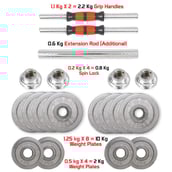 Fitsy Chrome Dumbbell Set Rubber Grip (AR2627),  Silver  15 kg 