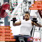 3 - Fitsy Weight Lifting Gloves with Wrist Support Strap, Orange Large