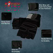 2 - Fitsy Weight Lifting Gloves with Wrist Support Strap,  White  Large 