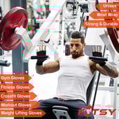 3 - Fitsy Weight Lifting Gloves with Wrist Support Strap,  White  Medium 