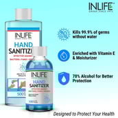 benefit - INLIFE Hand Sanitizer with 70% Alcohol Based,  Fragrance Free  100 ml  Germ Protection, Anti-Bacterial (Pack of 2) 